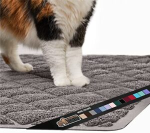 the original gorilla grip 100% waterproof cat litter box trapping mat, easy clean, textured backing, traps mess for cleaner floors, less waste, stays in place for cats, soft on paws, 35x23 gray