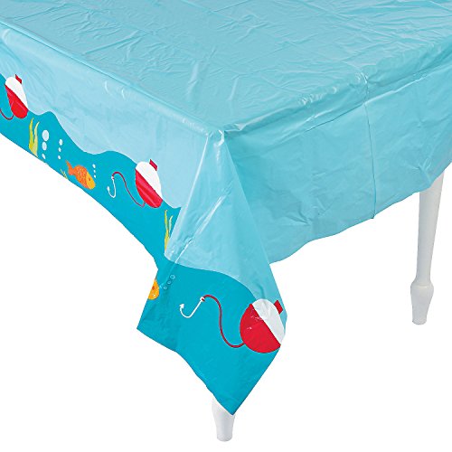 Fun Express Little Fisherman Table Cloth Cover (9 feet Long) Fishing and Birthday Party Supplies