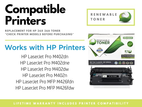 Renewable Toner PRO Compatible MICR Toner Cartridge Replacement for HP 26A CF226A for Laserjet Pro M402 MFP M426