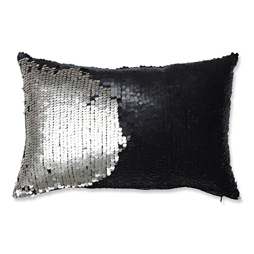 Pillow Perfect Mermaid Black-Silver Rectangular Throw Pillow