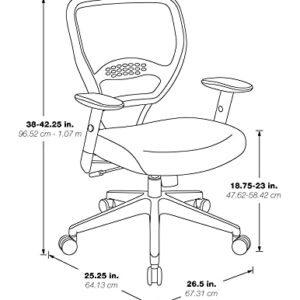 Space Seating 55 Series Professional Dark Air Grid Back Adjustable Office Desk Chair with Built-in Lumbar Support, Black Mesh