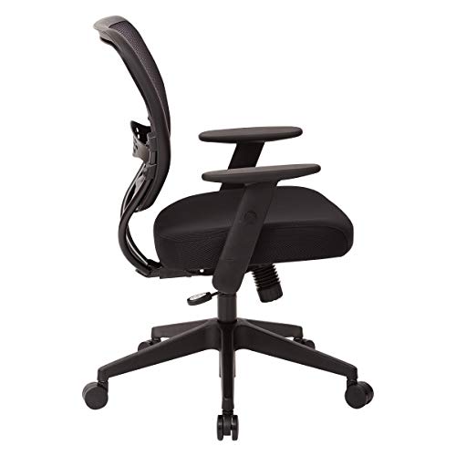 Space Seating 55 Series Professional Dark Air Grid Back Adjustable Office Desk Chair with Built-in Lumbar Support, Black Mesh