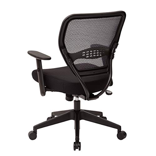 Space Seating 55 Series Professional Dark Air Grid Back Adjustable Office Desk Chair with Built-in Lumbar Support, Black Mesh