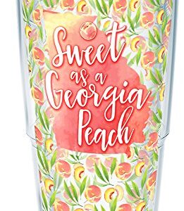 Tervis Sweet as a Georgia Peach Made in USA Double Walled Insulated Tumbler Travel Cup Keeps Drinks Cold & Hot, 24oz, Clear