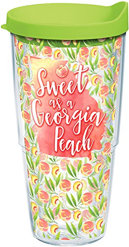 Tervis Sweet as a Georgia Peach Made in USA Double Walled Insulated Tumbler Travel Cup Keeps Drinks Cold & Hot, 24oz, Clear