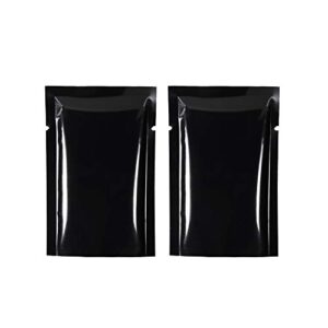 qq studio pack of 100 heat sealable glossy mirror black slickseal™ flat bag with tear notch 6x9cm (2.3x3.5")