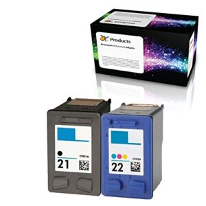 ocproducts refilled ink cartridge replacement for hp 21 and hp 22 for psc 1410 deskjet f4180 f2280 d2360 d1560 d2460 officejet 4315 (1 black 1 color)