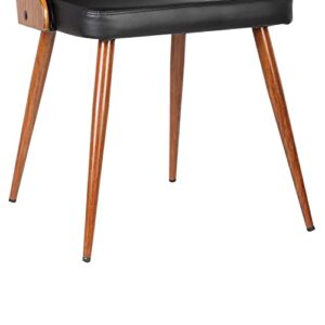 Armen Living Lily Dining Chair in Black Faux Leather and Walnut Wood Finish 20 x 31 x 23