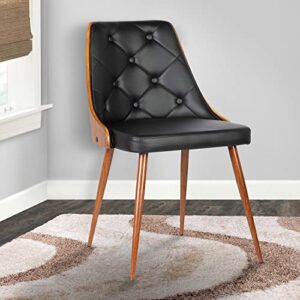 Armen Living Lily Dining Chair in Black Faux Leather and Walnut Wood Finish 20 x 31 x 23