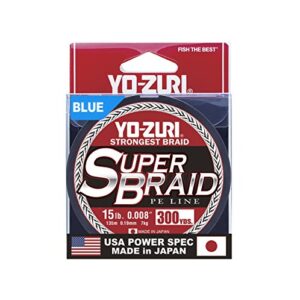 yo-zuri super braid 300 yard spool blue 15 pound line