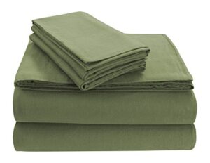 tribeca living solfl170ssqugr solid 5-ounce flannel extra deep pocket sheet set queen green
