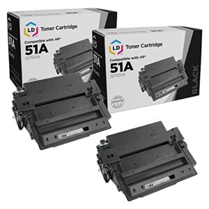 ld compatible toner cartridge replacement for hp 51a q7551a (black, 2-pack)
