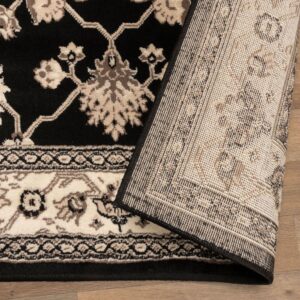 SUPERIOR Elegant Kingfield Collection Area Rug, 8mm Pile Height with Jute Backing, Classic Bordered Rug Design, Black, 2' 6" x 8' Runner