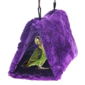 plush pet bird hut nest cdycam hammock hanging cage warm nest happy snuggle cave tent (purple, medium)
