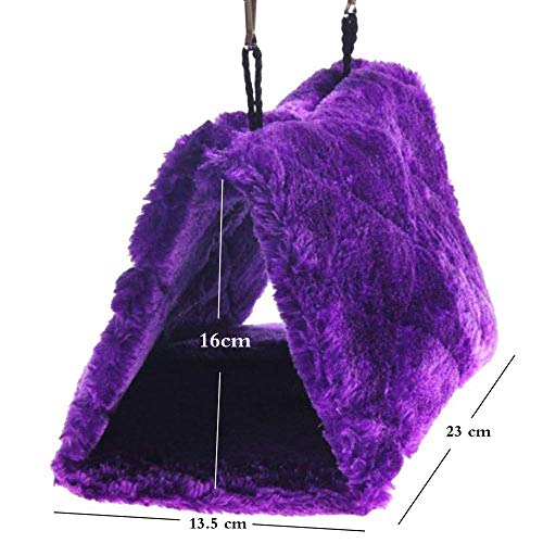 Plush Pet Bird Hut Nest Cdycam Hammock Hanging Cage Warm Nest Happy Snuggle Cave Tent (Purple, Medium)