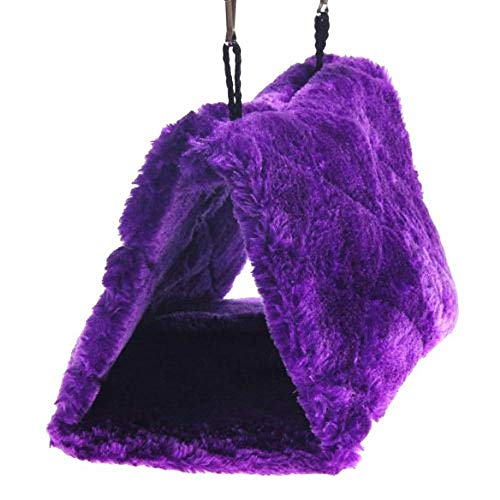 Plush Pet Bird Hut Nest Cdycam Hammock Hanging Cage Warm Nest Happy Snuggle Cave Tent (Purple, Medium)