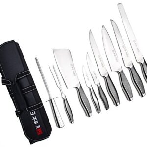 Ross Henery Professional Japanese Chef’s Knife Set | 9 Piece Hand Sharpened Stainless Steel Knives | Kitchen Set & Canvas Case