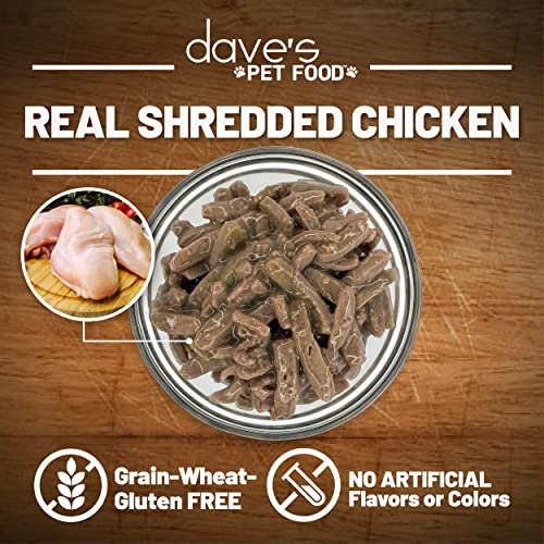 Dave's Pet Food Grain Free Wet Cat Food (Shredded Chicken in Gravy), Made in Canada Naturally Healthy Canned Cat Food, Added Vitamins & Minerals, Wheat & Gluten-Free, GMO-Free, 5.5 oz (Case of 24)