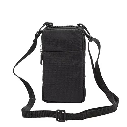 PT Universal Multipurpose Carry Case Pouch Nylon Sporty Smartphone Holster Belt Clip Waist Bag For Iphone 7 Plus Samsung Galaxy S7 Edge Note 5 Iphone 6S (Black)