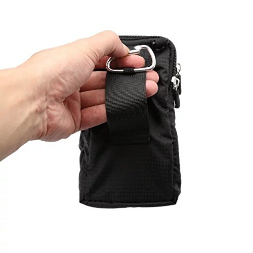 PT Universal Multipurpose Carry Case Pouch Nylon Sporty Smartphone Holster Belt Clip Waist Bag For Iphone 7 Plus Samsung Galaxy S7 Edge Note 5 Iphone 6S (Black)
