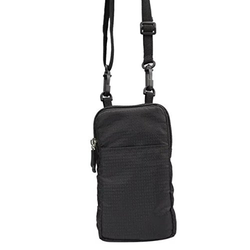 PT Universal Multipurpose Carry Case Pouch Nylon Sporty Smartphone Holster Belt Clip Waist Bag For Iphone 7 Plus Samsung Galaxy S7 Edge Note 5 Iphone 6S (Black)