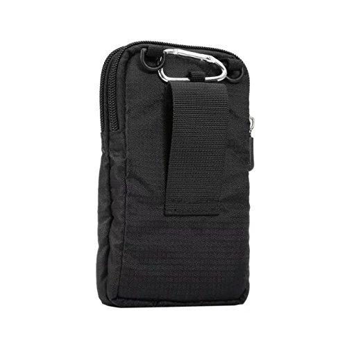 PT Universal Multipurpose Carry Case Pouch Nylon Sporty Smartphone Holster Belt Clip Waist Bag For Iphone 7 Plus Samsung Galaxy S7 Edge Note 5 Iphone 6S (Black)