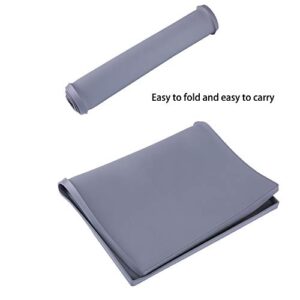 Hubulk Dog Feeding Mat,Silicone Pet Food and Water Bowl Placemat,Dishwasher, High Raised Edge to Prevent Spills,Nonslip Waterproof Tray to Stop Messes on Floor (19"x12"x0.5", Grey)