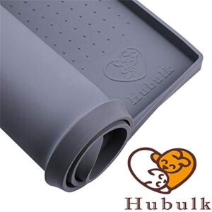 Hubulk Dog Feeding Mat,Silicone Pet Food and Water Bowl Placemat,Dishwasher, High Raised Edge to Prevent Spills,Nonslip Waterproof Tray to Stop Messes on Floor (19"x12"x0.5", Grey)