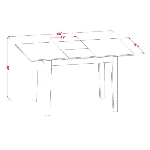 East West Furniture PSPO7-SBR-W Dining Set, 7-Pieces