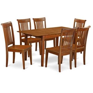 East West Furniture PSPO7-SBR-W Dining Set, 7-Pieces