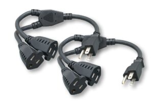 cablelera zada36pq-y-p2 power cord extension & splitter, nema 5-15p to nema 5-15r x 2, 13a, 125v (black)