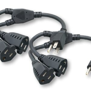 Cablelera ZADA36PQ-Y-P2 Power Cord Extension & Splitter, NEMA 5-15P to NEMA 5-15R x 2, 13A, 125V (Black)