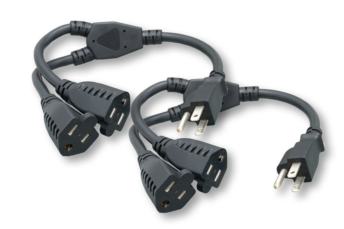 Cablelera ZADA36PQ-Y-P2 Power Cord Extension & Splitter, NEMA 5-15P to NEMA 5-15R x 2, 13A, 125V (Black)