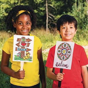 S&S Worldwide Color-Me Paddle Fan. Perfect in The Classroom as a Hand-Held Sign, Kids Can Decorate w/Markers, Paint, or Stickers, Double-Sided, Approx. 6-3/4" x 8-1/2" Total Height 14-1/2" Pack of 24