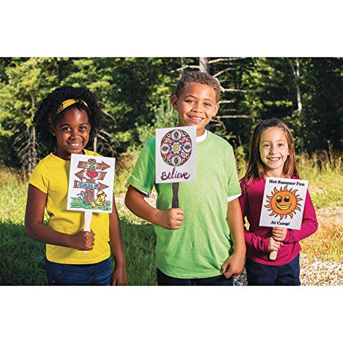 S&S Worldwide Color-Me Paddle Fan. Perfect in The Classroom as a Hand-Held Sign, Kids Can Decorate w/Markers, Paint, or Stickers, Double-Sided, Approx. 6-3/4" x 8-1/2" Total Height 14-1/2" Pack of 24