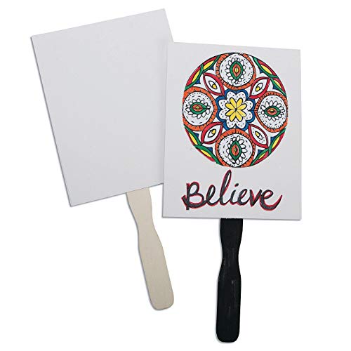 S&S Worldwide Color-Me Paddle Fan. Perfect in The Classroom as a Hand-Held Sign, Kids Can Decorate w/Markers, Paint, or Stickers, Double-Sided, Approx. 6-3/4" x 8-1/2" Total Height 14-1/2" Pack of 24