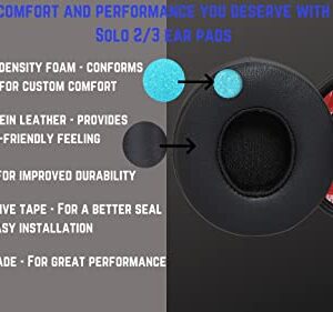 Premium Replacement Solo 3 Ear Pads/Solo 2 earpads Cushions. Compatible with Beats Solo 3 Headphones/Beats Solo 2 Headphones (Black). Premium Protein Leather | High Density Foam | Extra Thick