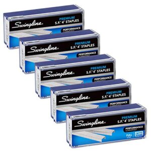 swingline staples, s.f. 4, premium, 1/4" length, 210/strip, 5000/box, 5 pack (35481)