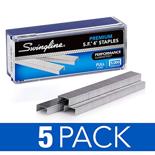 Swingline Staples, S.F. 4, Premium, 1/4" Length, 210/Strip, 5000/Box, 5 Pack (35481)