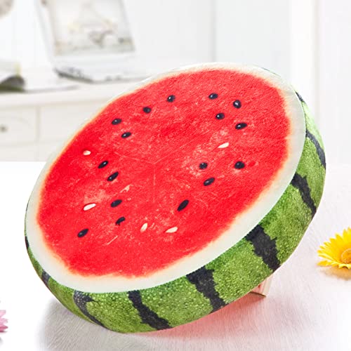 HYSEAS Round Throw Pillows 14 Inch Watermelon, 3D Print Decorative Plush Funny Fruit Stuffed Cushions Toy Seat Pad for Couch, Chair, Floor, Sofa