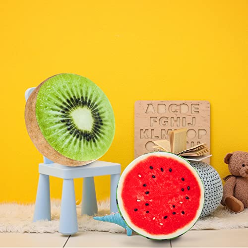 HYSEAS Round Throw Pillows 14 Inch Watermelon, 3D Print Decorative Plush Funny Fruit Stuffed Cushions Toy Seat Pad for Couch, Chair, Floor, Sofa