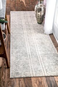 nuloom sarina diamonds runner rug, 2 ft 8 in x 8 ft, grey