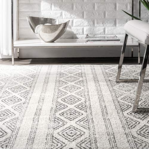 nuLOOM Sarina Diamonds Runner Rug, 2 ft 8 in x 8 ft, Grey