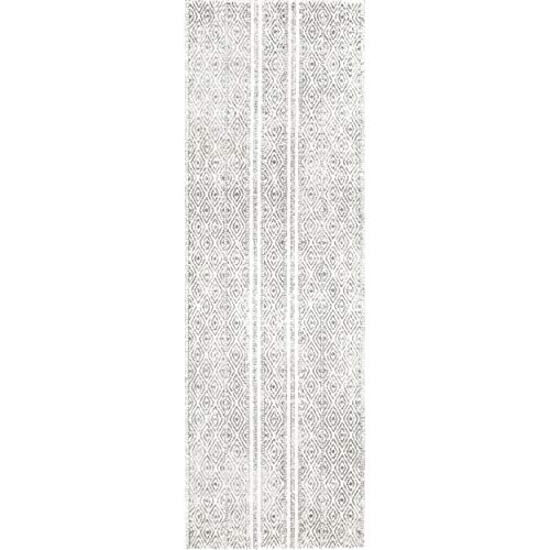 nuLOOM Sarina Diamonds Runner Rug, 2 ft 8 in x 8 ft, Grey