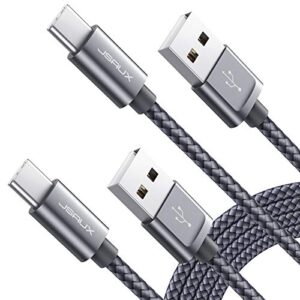 usb type c cable 3a fast charging, jsaux usb c cable[2-pack 6.6ft] usb-a to usb-c charge nylon braided cord compatible with samsung galaxy s20 s10 s9 s8,note 10 9 8, lg,usb c charger and more-grey