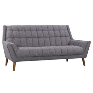 armen living cobra sofa in dark grey linen and walnut wood finish, 82 x 37 x 34