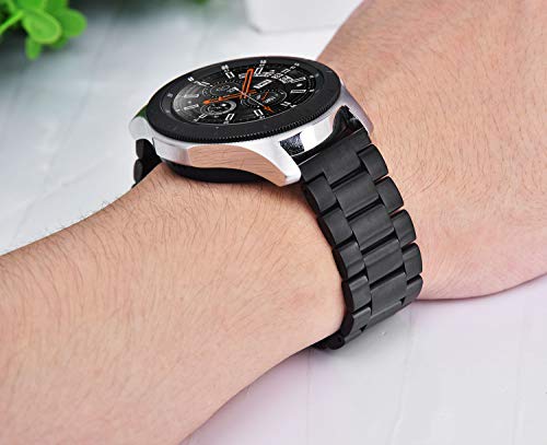 Gear S3 Frontier /Galaxy 46mm /Galaxy Watch 3 Band 45mm,V-MORO 22mm Solid Stainless Steel Metal Business Bracelet Strap for Samsung Gear S3/Galaxy 46mm/Galaxy Watch 3 45mm Black