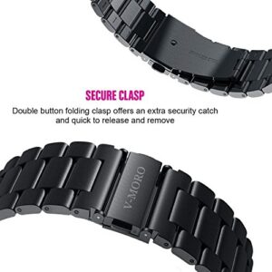 Gear S3 Frontier /Galaxy 46mm /Galaxy Watch 3 Band 45mm,V-MORO 22mm Solid Stainless Steel Metal Business Bracelet Strap for Samsung Gear S3/Galaxy 46mm/Galaxy Watch 3 45mm Black