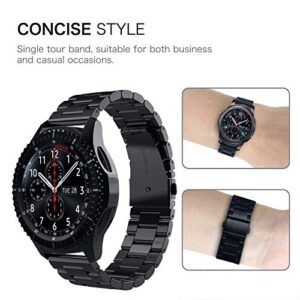 Gear S3 Frontier /Galaxy 46mm /Galaxy Watch 3 Band 45mm,V-MORO 22mm Solid Stainless Steel Metal Business Bracelet Strap for Samsung Gear S3/Galaxy 46mm/Galaxy Watch 3 45mm Black