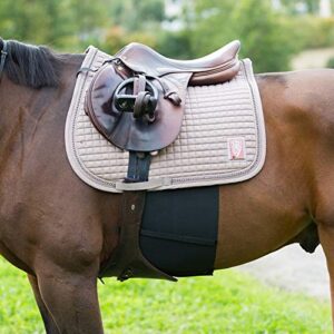 horze elastic protective belly band easy-on hook and loop fasteners anti-rub and anti-chafe belly guard for horses includes saddle snap attachments - pony